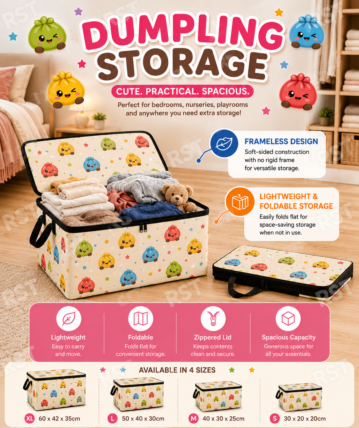 Pastel Dumplings Storage Bag/Box (No Name on Front) Pre-Order Due October