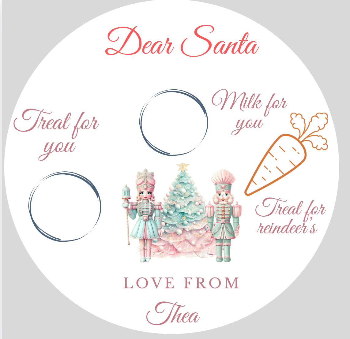 UV Christmas RST Pastel Nutcracker Christmas Eve Plate (Name optional)