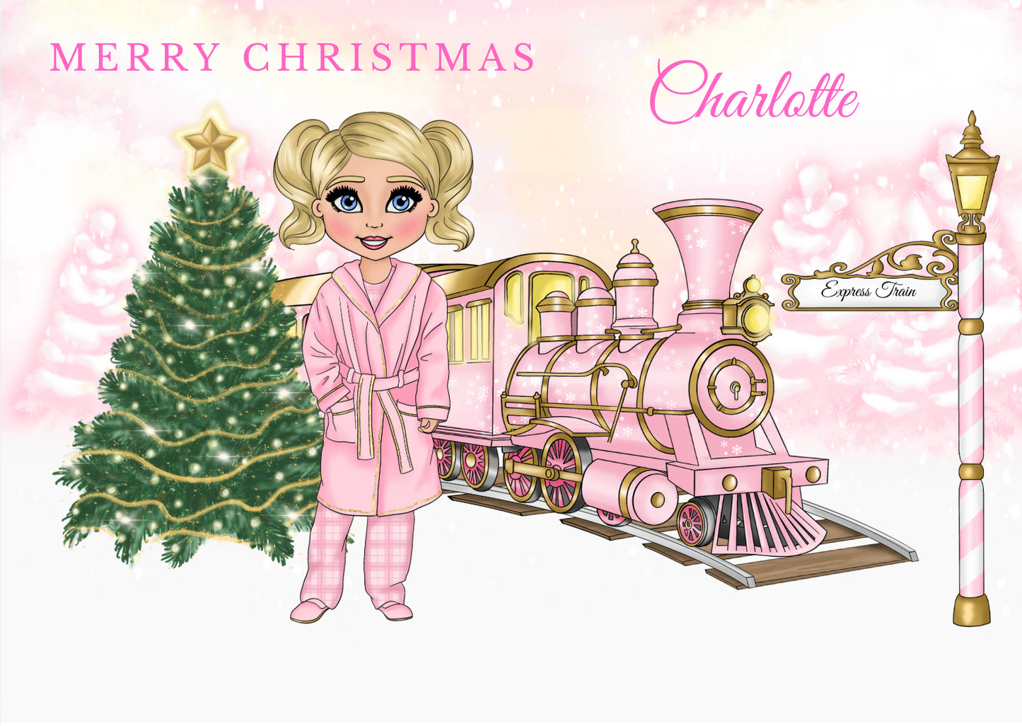 Dolly Gift Box - Girl Pale Pink Train (Name Optional)