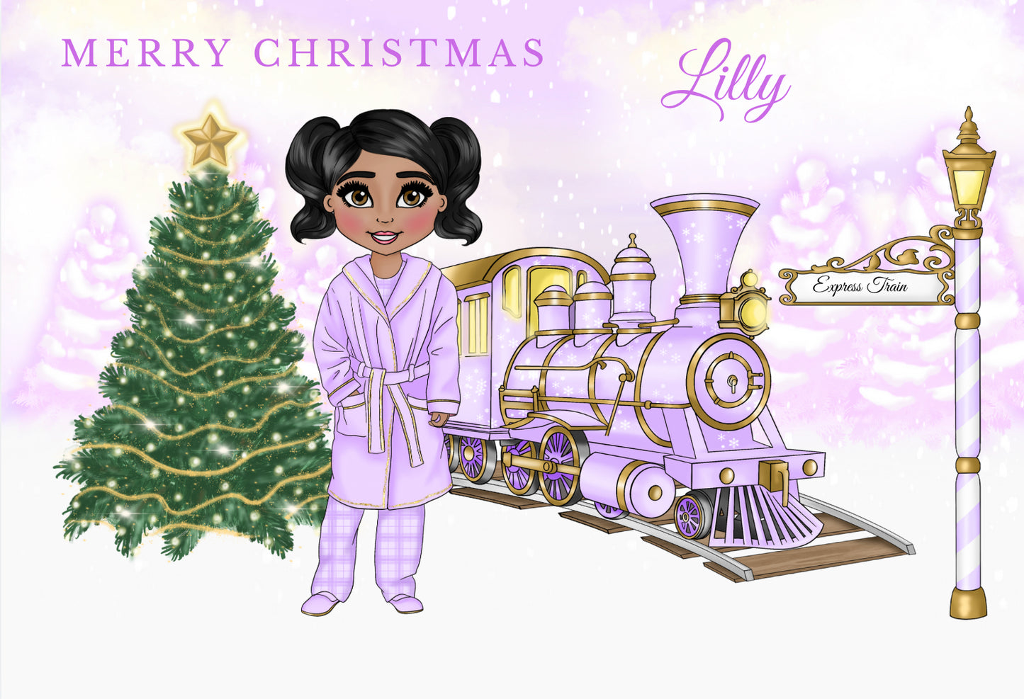 Dolly Gift Box - Girl Lilac Train (Name Optional)