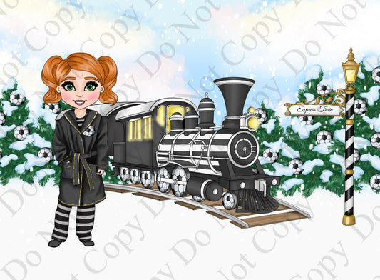 Dolly Gift Box - Girl Black and White Football Train (Name Optional)