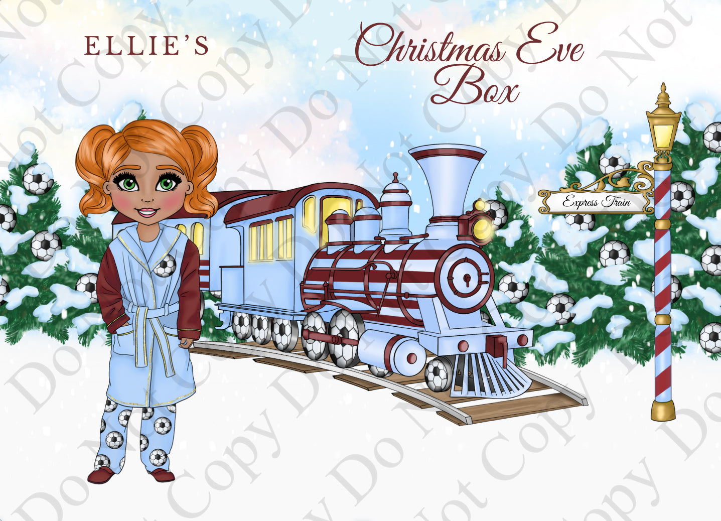 Dolly Gift Box - Girl Claret and Blue Football Train (Name Optional) (Copy)