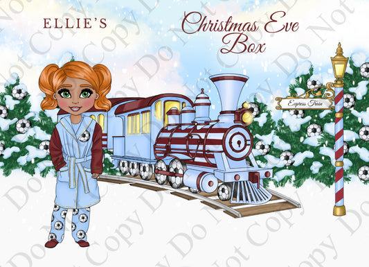 Dolly Gift Box - Girl Claret and Blue Football Train (Name Optional) (Copy)