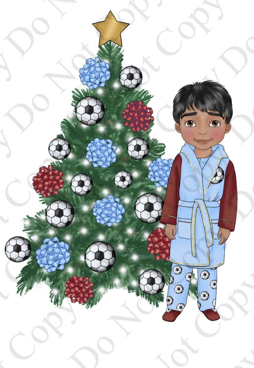 UV - Boy Claret and Blue Football with Tree Dolly