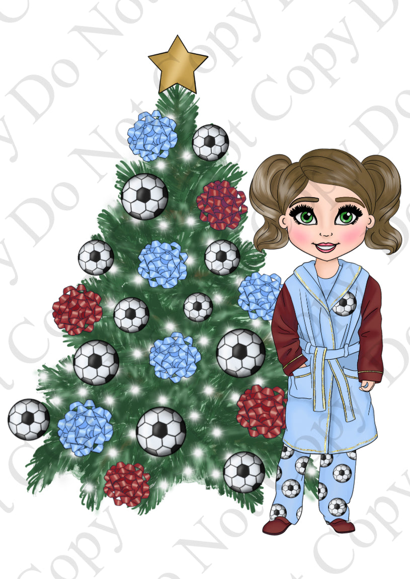 UV - Girl Claret and Blue Football with Tree Dolly