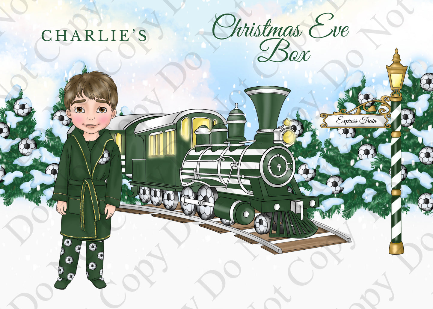 Dolly Gift Box - Boy Green Football Train (Name Optional)