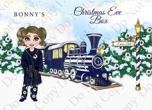 Dolly Gift Box - Girl Navy Football Train (Name Optional)