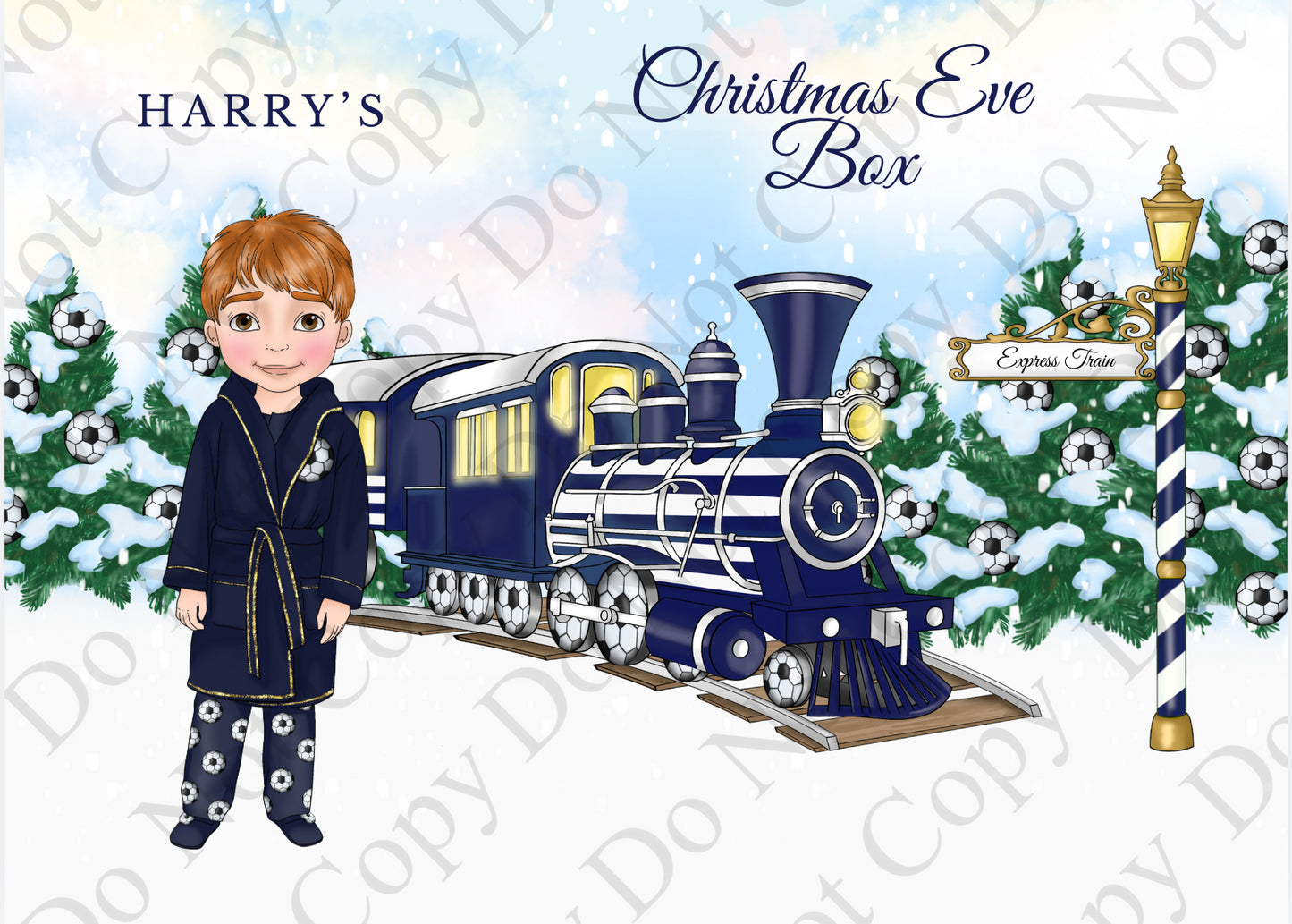 Dolly Gift Box - Boy Navy Football Train (Name Optional)