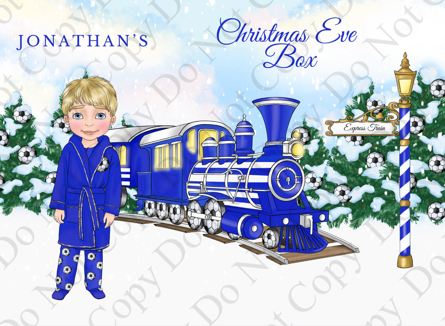 Dolly Gift Box - Boy Royal Blue Football Train (Name Optional)