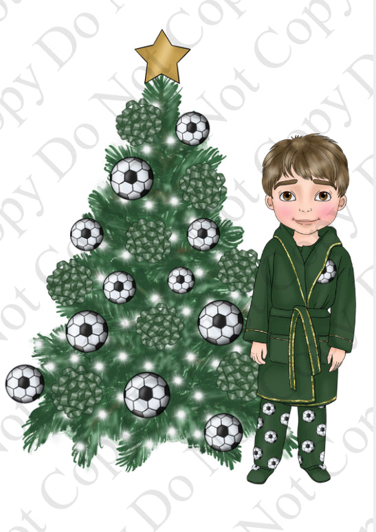 DTF Fabric - Teen Boy Green Football with Tree Dolly