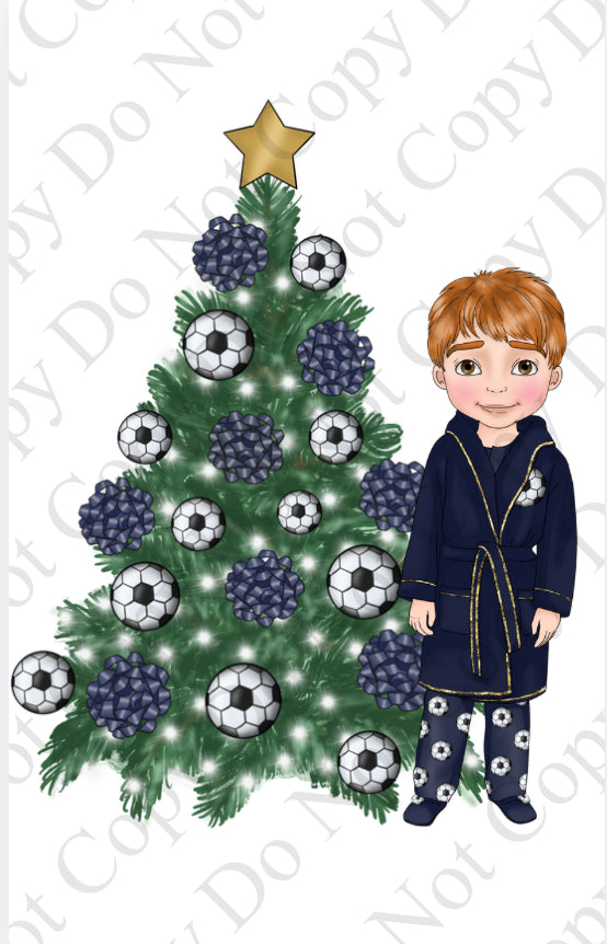 DTF Fabric - Teen Boy Navy Football with Tree Dolly