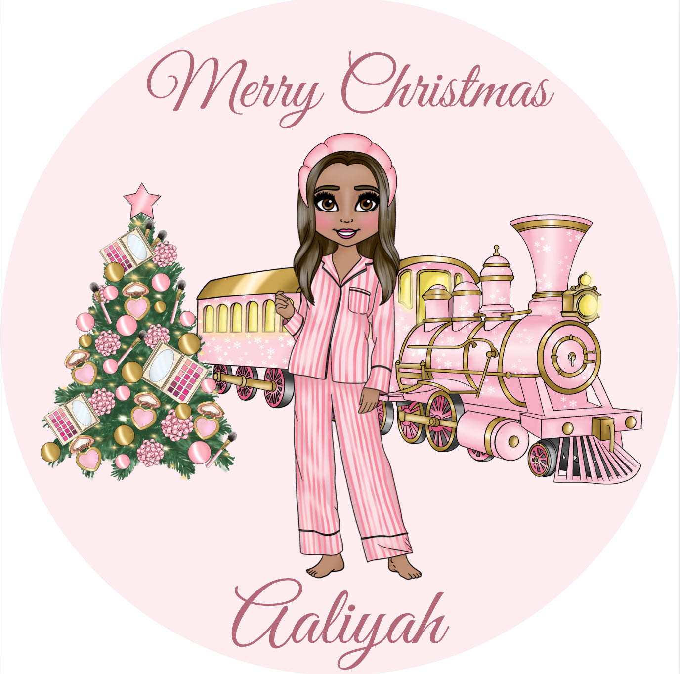 Chocolate Tub Sticker - Makeup Dolly (Pink and Pink with Train)