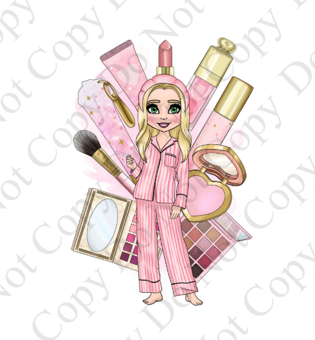 Chocolate Tub Sticker - Makeup Dolly (Pink and Pink with Train)