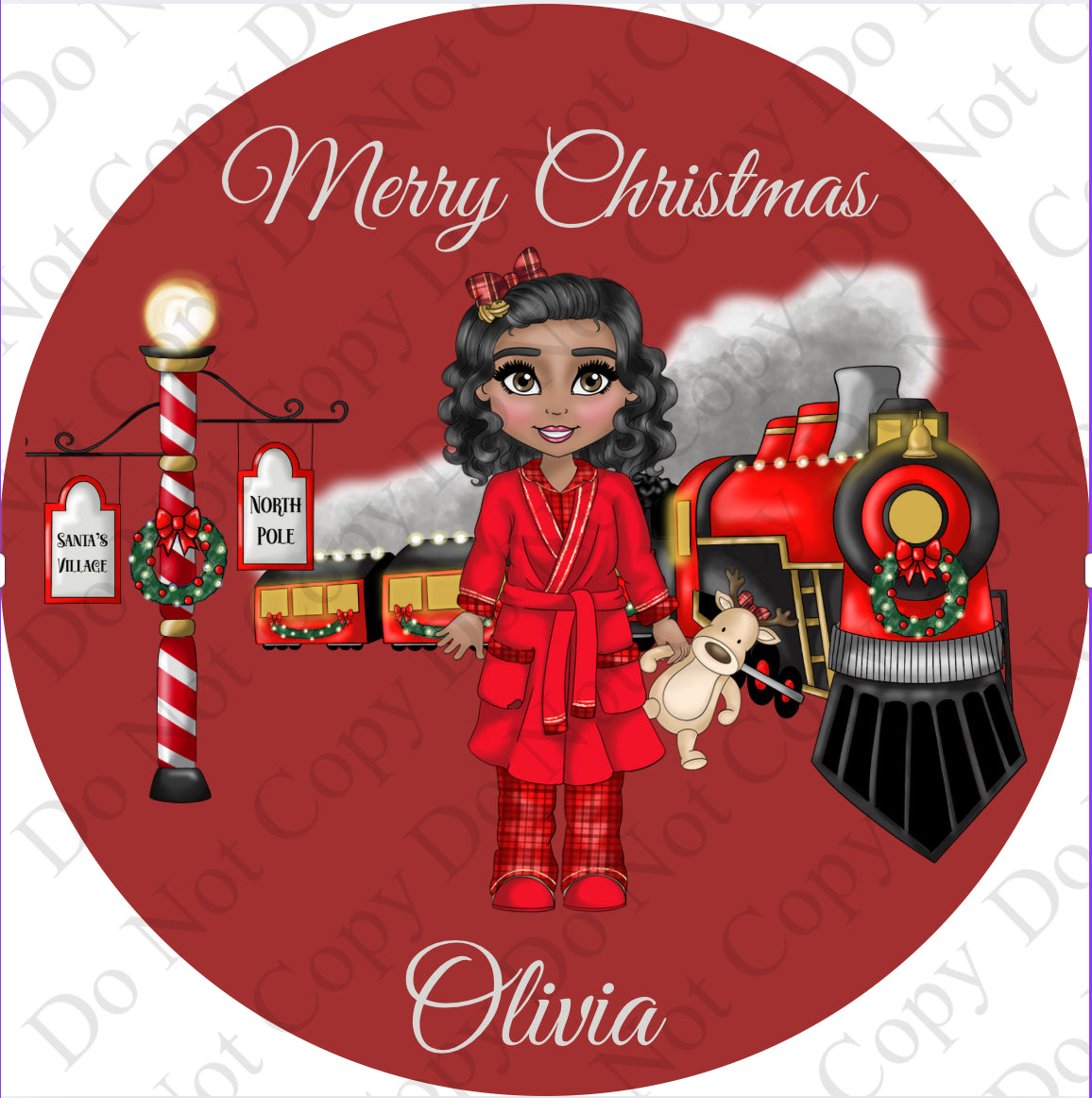 Chocolate Tub Sticker - Dolly with Train (Red and Dark Blue Train)