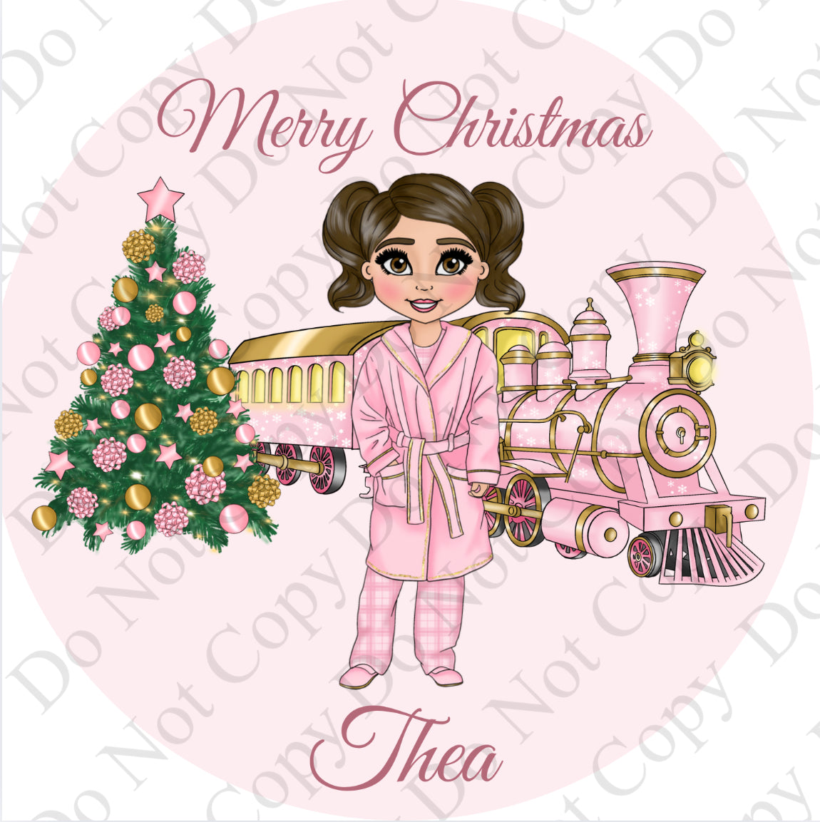 Chocolate Tub Sticker - Dolly with Train (Pink, Pastel Blue, Purple)