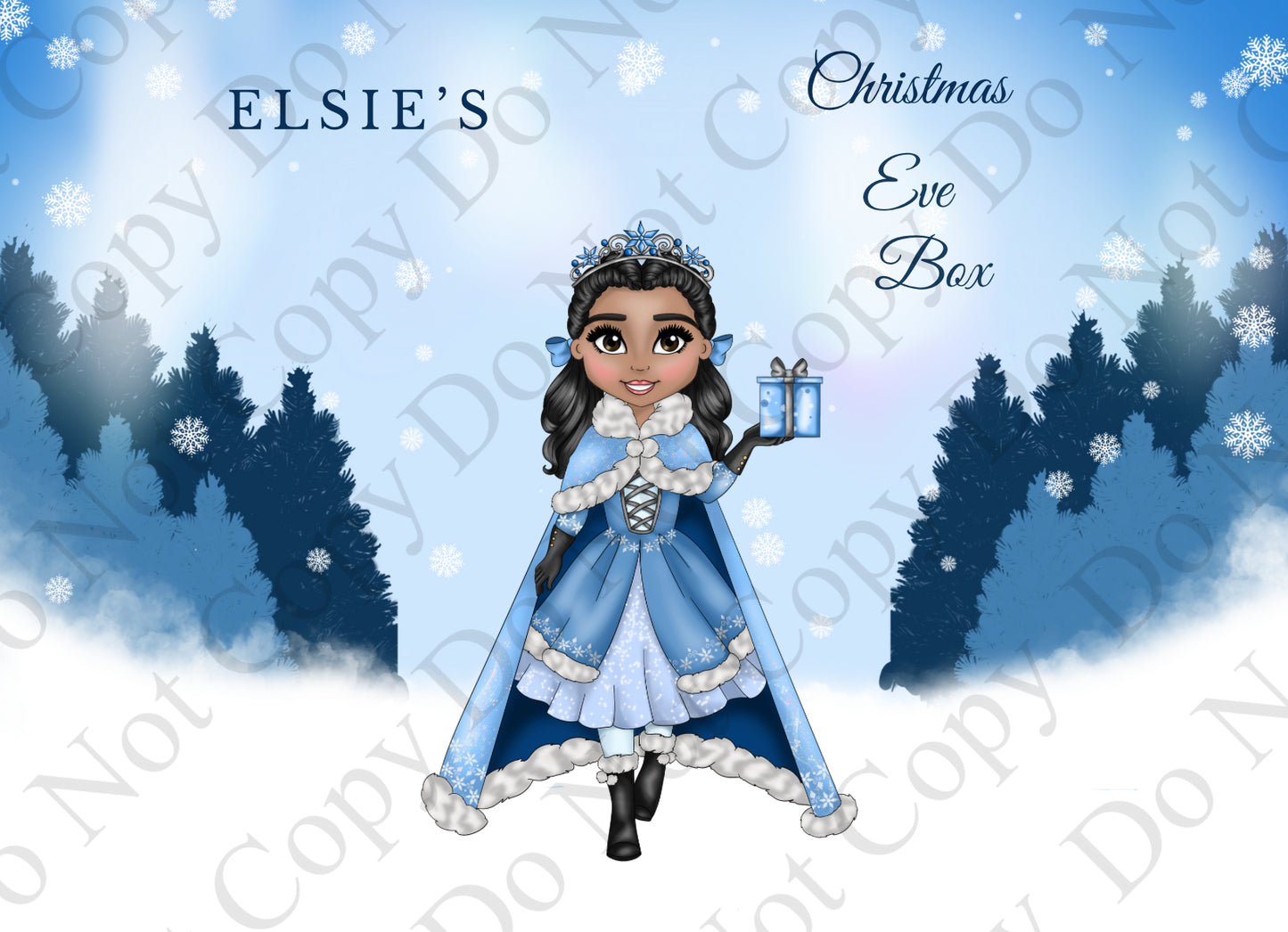 Dolly Gift Box - Blue Snow Princess (multiple Hair Choice and name option)