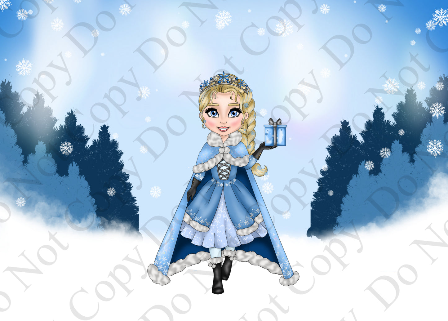 Dolly Gift Box - Blue Snow Princess (multiple Hair Choice and name option)