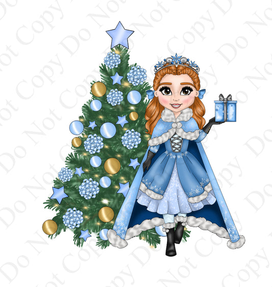 DTF Fabric - Blue Snow Princess Dolly