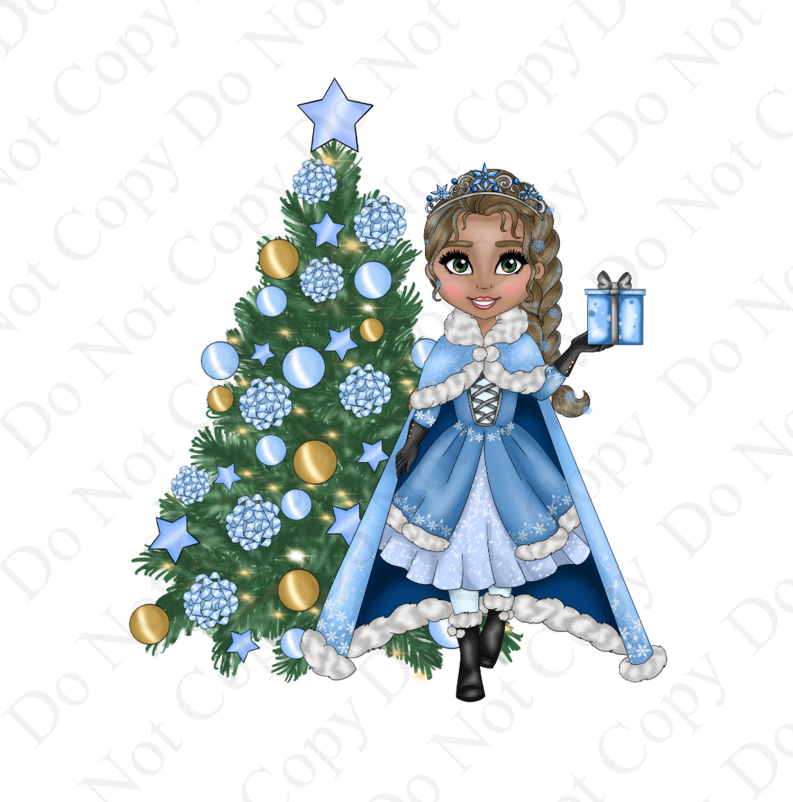 DTF Fabric - Blue Snow Princess Dolly