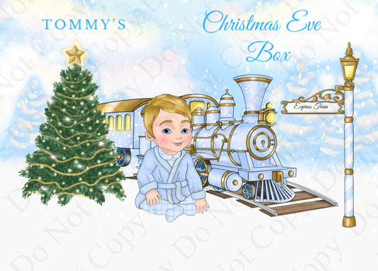 Dolly Gift Box - Baby Boy Pale Blue Train (Name Optional)