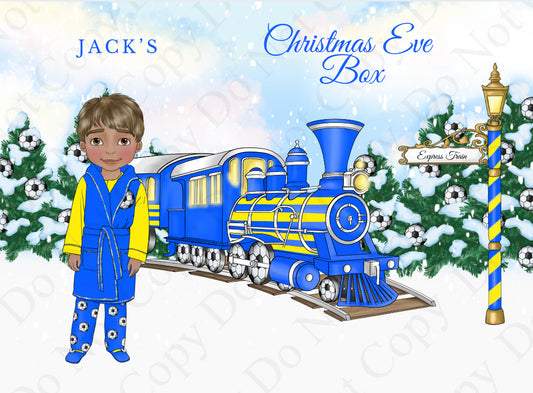 Dolly Gift Box - Boy Blue and Yellow Football Train (Name Optional)