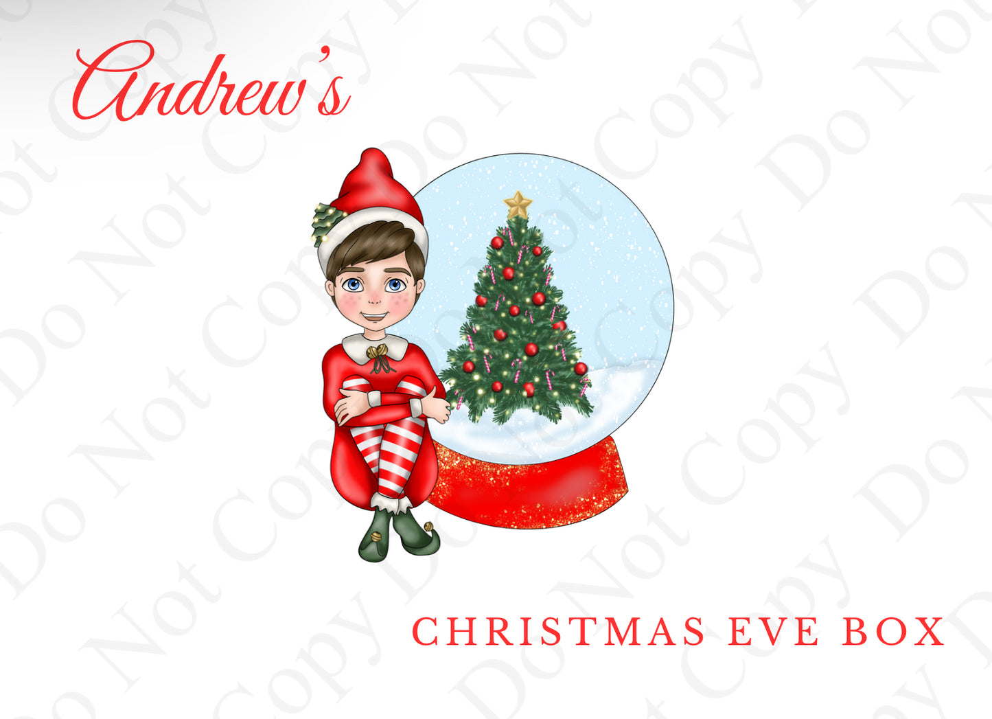 Red Elf with Snow Globe Gift Box - (Name Optional)