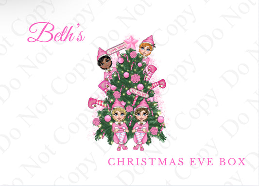 Pink Elf with Tree Gift Box - (Name Optional)