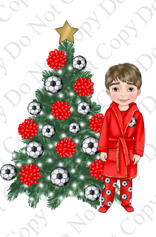 DTF Fabric - Boy Red Football with Tree Dolly