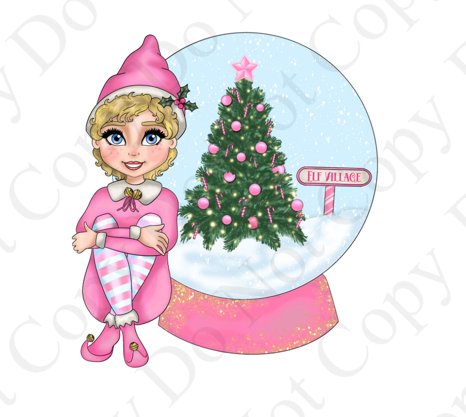 UV - Pink Elf With Snow Globe