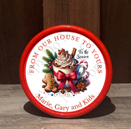 Chocolate Tub Sticker - Hot Chocolate Red Writing