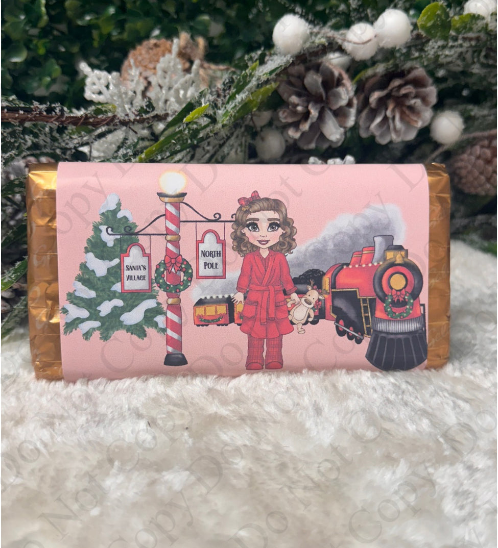 Chocolate Wrapper - Red Girl Dolly with Train