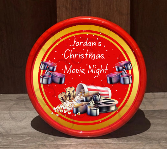 Chocolate Tub Sticker - Christmas Movie Night Gold Rim