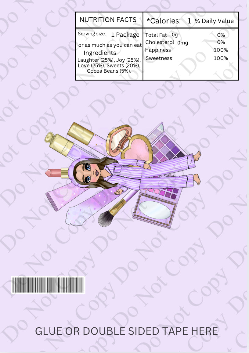 Chocolate Wrapper - Lilac Female Dolly with Makeup