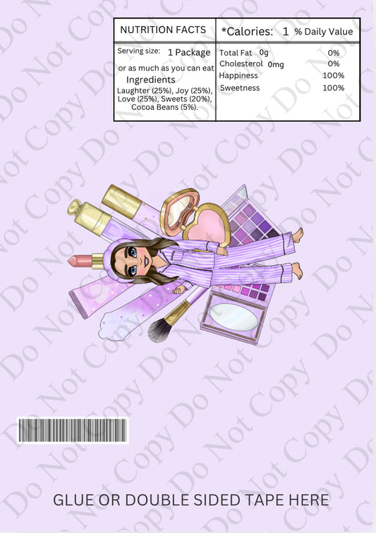 Chocolate Wrapper - Lilac Female Dolly with Makeup