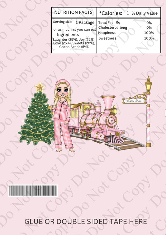 Chocolate Wrapper - Pink Female Dolly with Train