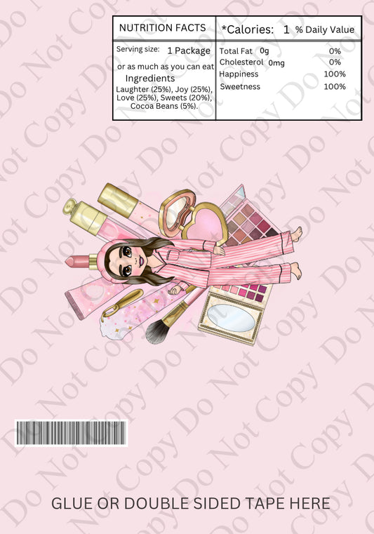 Chocolate Wrapper - Pink Female Dolly with Makeup