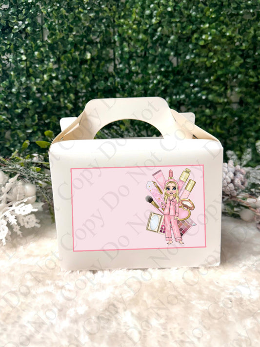 Treat Box Sticker - Pink Female Dolly with Makeup