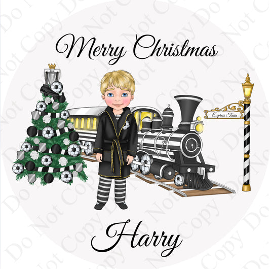 UV Stickers - Black Football Train Dolly (Boy and Girl option))