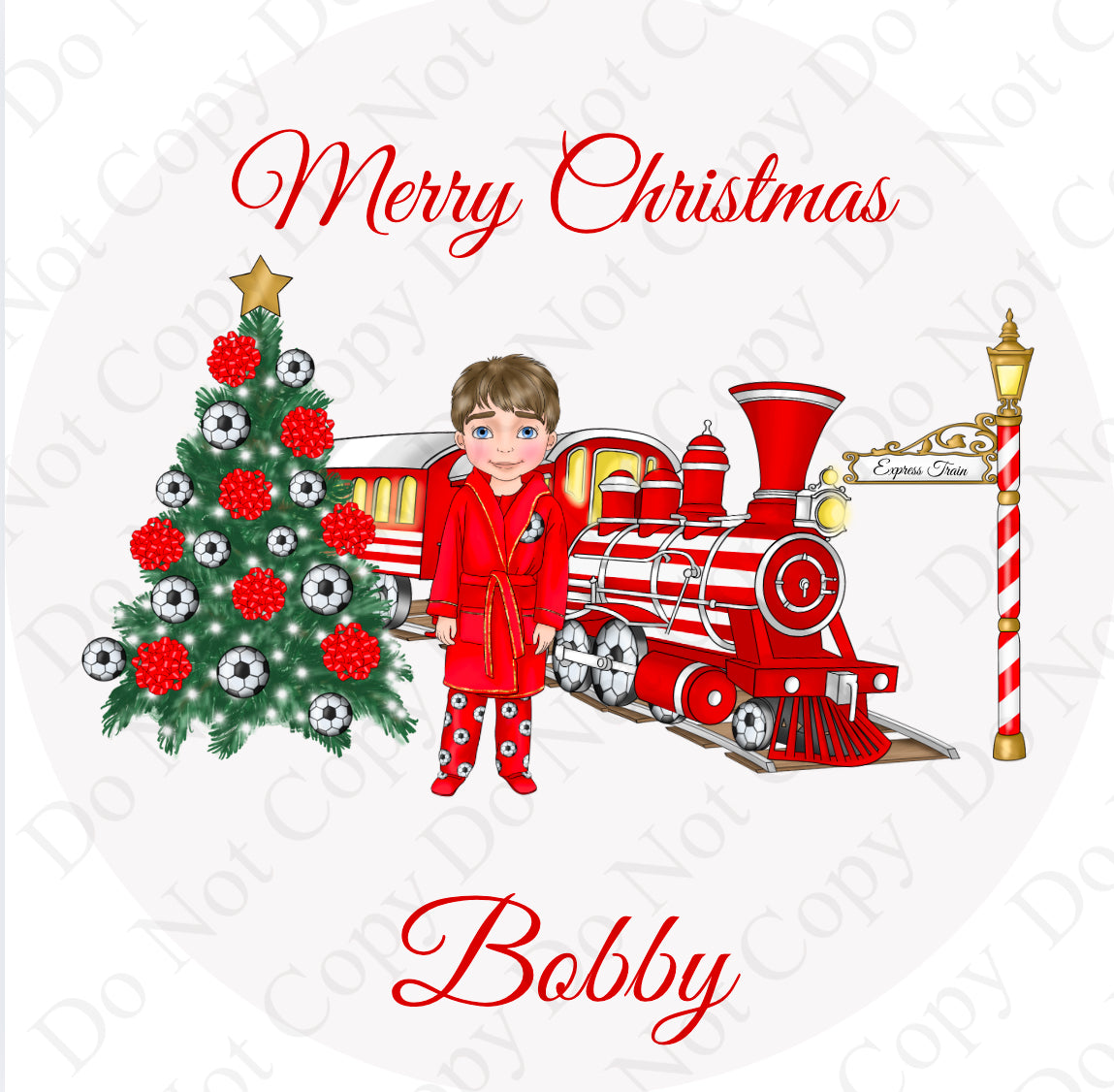 UV Stickers - Red Football Train Dolly (Boy and Girl option))