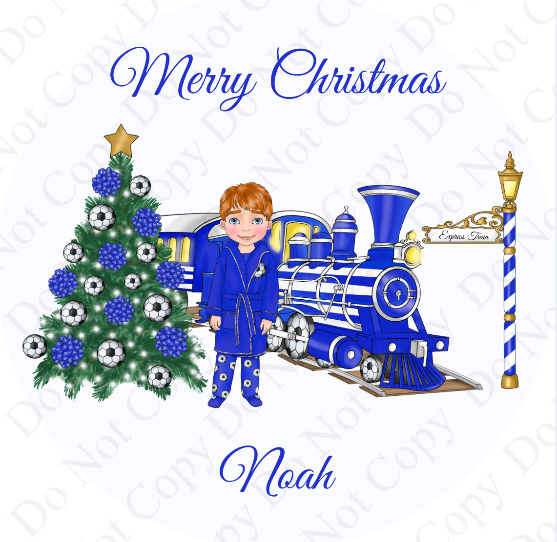 UV Stickers - Blue Football Train Dolly (Boy and Girl option)