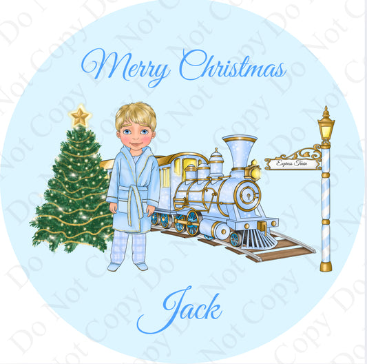 UV Stickers - Boy Pale Blue Train Dolly