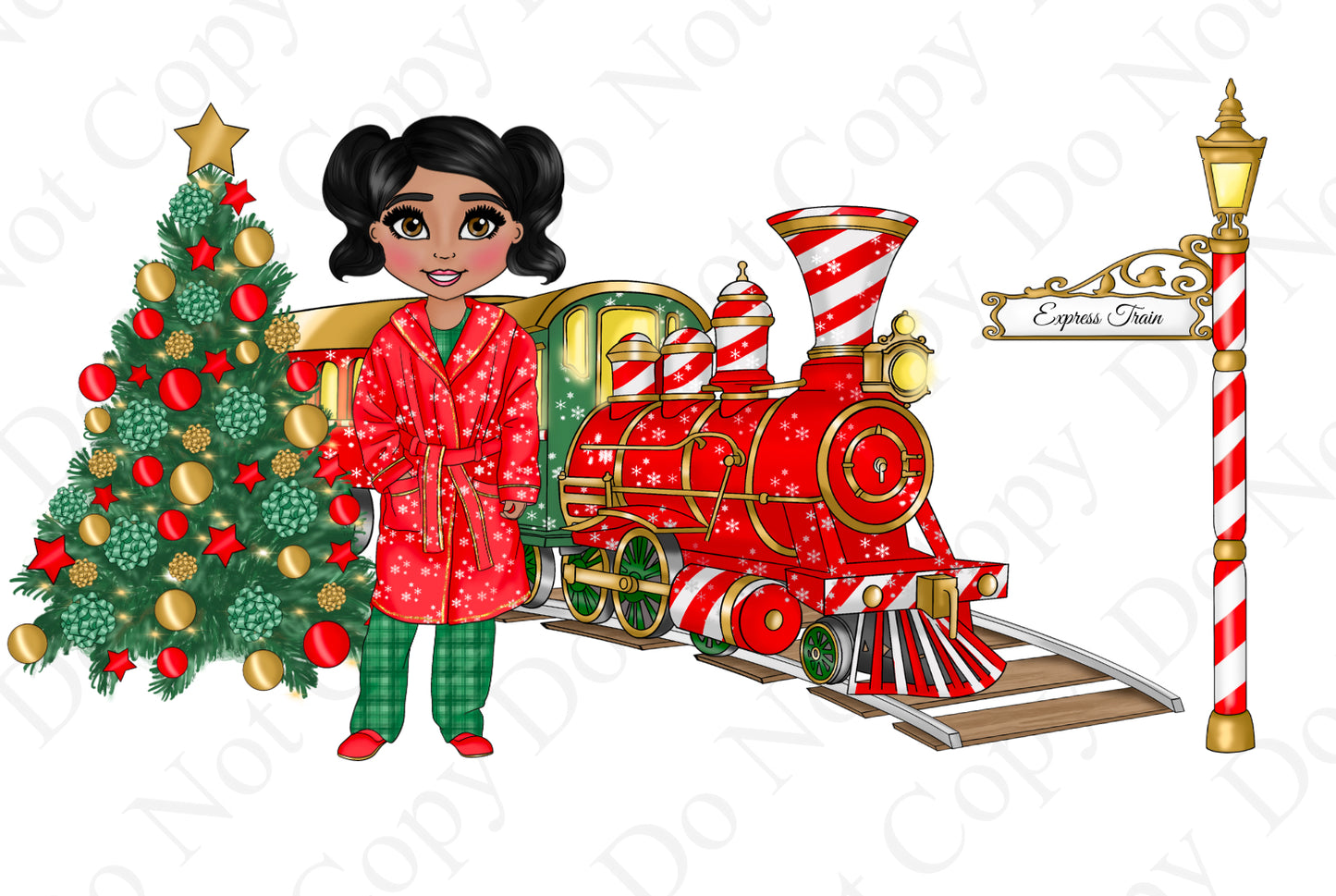 UV - Girl Green and Red Train Dolly