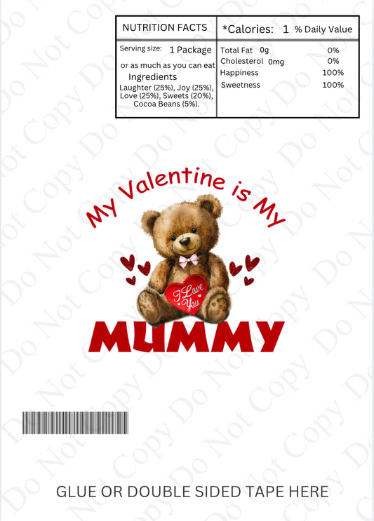 Chocolate Wrapper - Mummy Valentines Bear