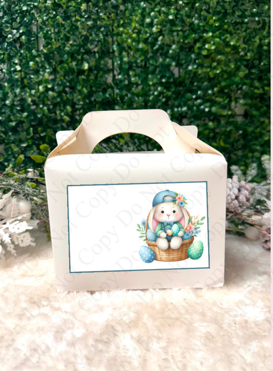 Treat Box Sticker - Boy Girl Easter Bunny