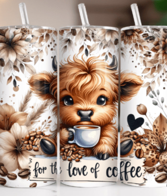 Sublimation Print - Highland Cow For the love of coffee