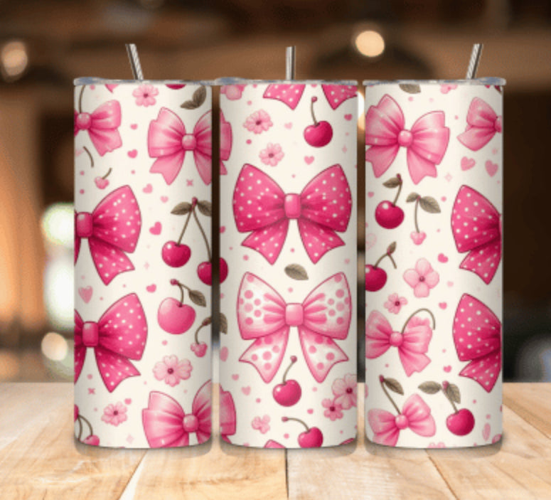 Sublimation Print - Preppy Pink Cherry Bow
