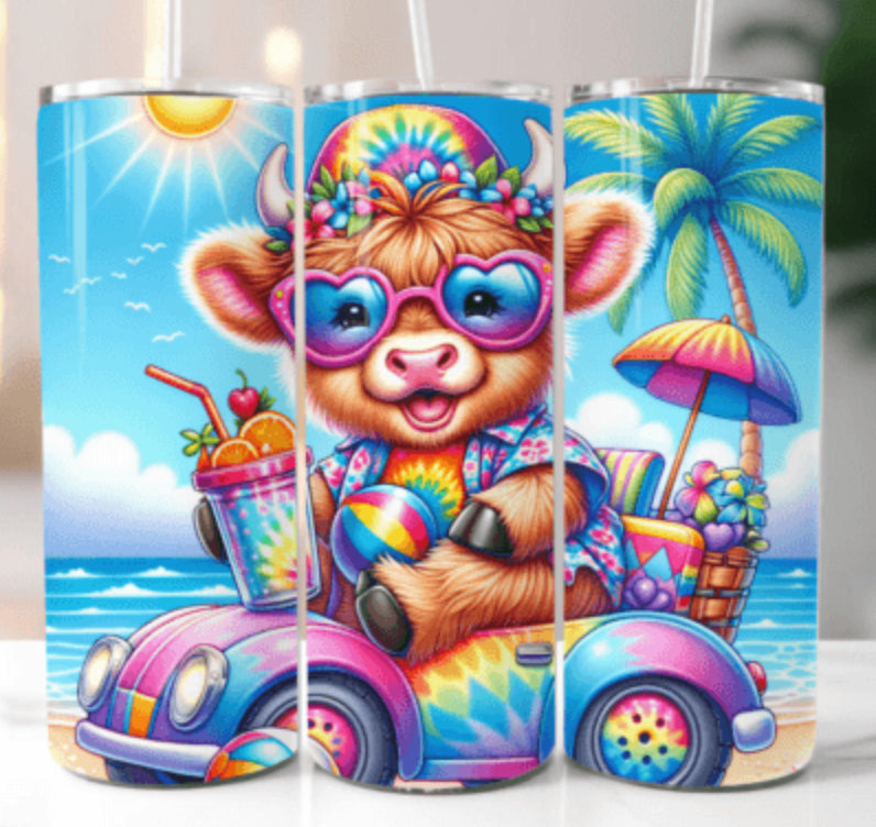 Sublimation Print - Beach Highland Cow