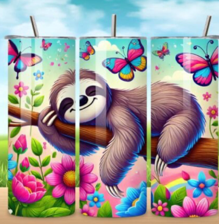 Sublimation Print - Sloth and Butterflies