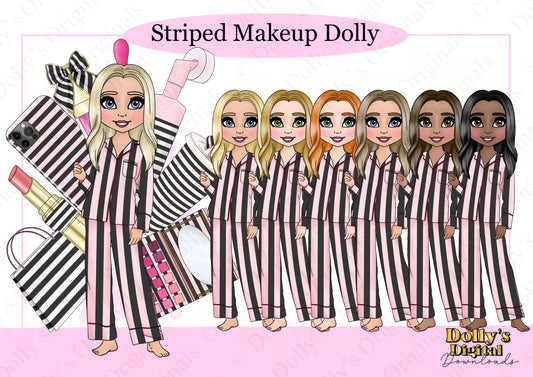 DTF Fabric - Striped Makeup Dolly