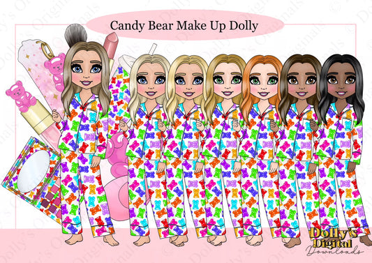 DTF Fabric - Candy Bear Makeup Dolly